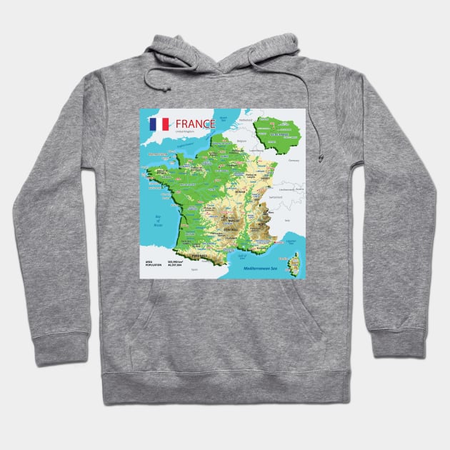 Geographic map of France Hoodie by AliJun